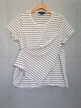 Hatch Nursing Tee Black & White Stripe 0/XS Organic Pima Cotton